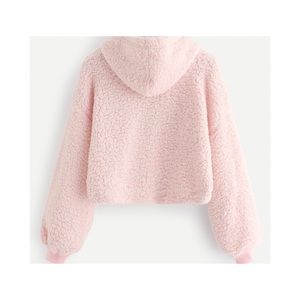 pink fluffy sweatshirt